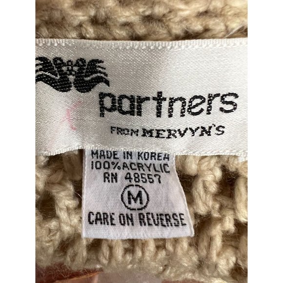 Partners Crochet Vest Size Medium Beige Acrylic - Picture 11 of 13